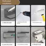 2 In 1 No-Punch Bathroom Shelf Household Paper Towel Cell Phone Toiletries Storage Rack