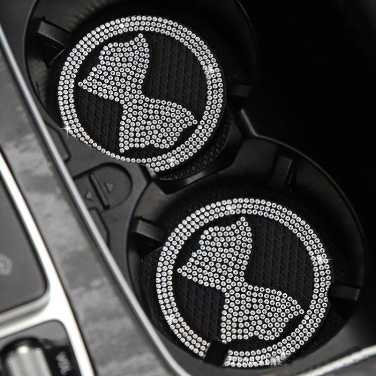 Car Multifunctional Anti-slip Coaster with Diamond Bow Crystal