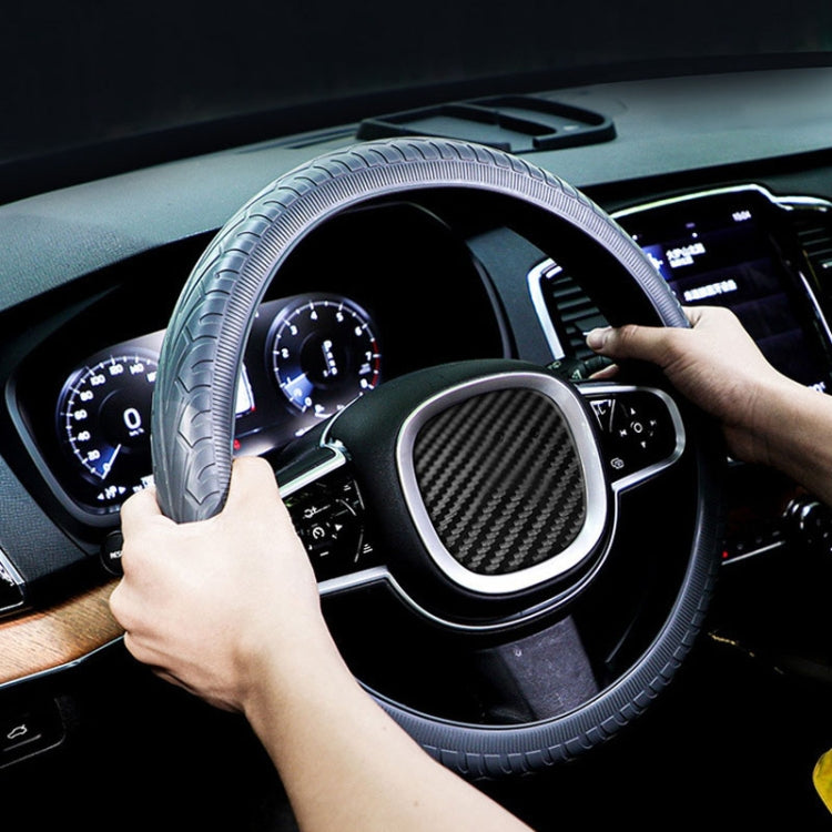 Car Silicone Protective Cover Wear Resistant Non-Slip Tire Pattern Driving Grip Sleeve, For 36cm-40cm Diameter Steering Wheel