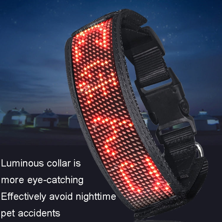 LED Display Pet Collar Rechargeable High Visibility DIY Single Color Collar
