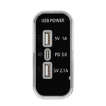 12/24V USB+Type-C Car, RV, Boat Mobile Phone Charger Modification, Silver 2.1A+1A+PD3.0