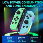 จอยจับเกม JOY-02 ซ้ายและขวาพร้อมไฟ RGB สัมผัสตัวเครื่อง บลูทูธ สำหรับ Switch / Switch OLED / Switch Pro / Switch Lite / Switch Joycon, สีน้ำเงินแดง, เขียวฟ้า, ขาว