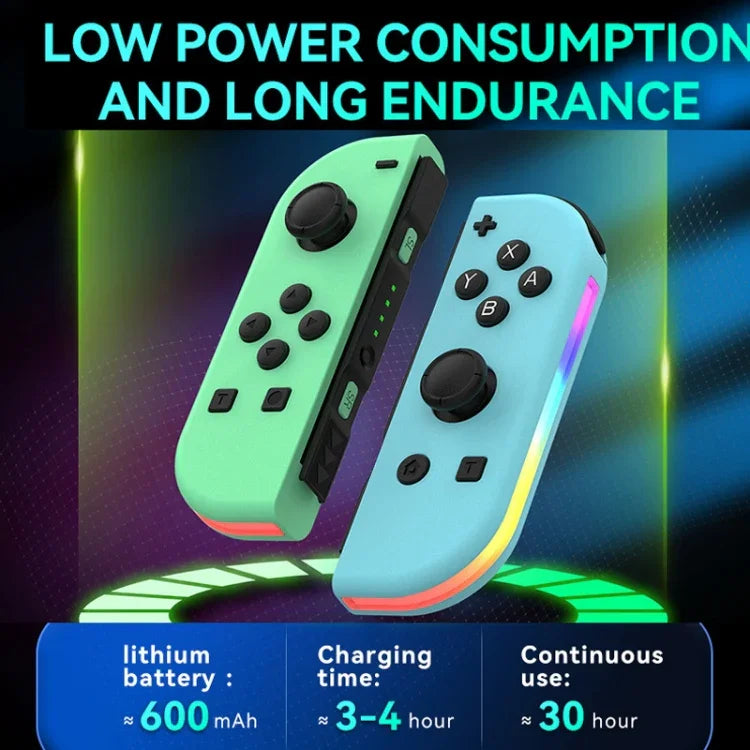 จอยจับเกม JOY-02 ซ้ายและขวาพร้อมไฟ RGB สัมผัสตัวเครื่อง บลูทูธ สำหรับ Switch / Switch OLED / Switch Pro / Switch Lite / Switch Joycon, สีน้ำเงินแดง, เขียวฟ้า, ขาว