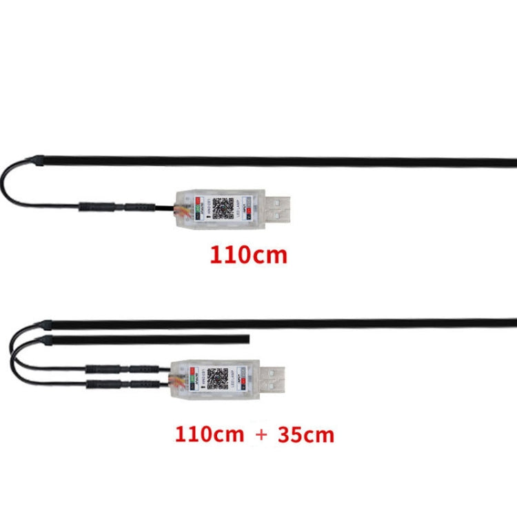 Car Interior Fiber Optic Cold Light RGB Ambient Lamp Center Phantom Footwell Atmosphere Lights, One To One 110cm, One To Two 110cm+35cm
