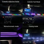 Car Interior Fiber Optic Cold Light RGB Ambient Lamp Center Phantom Footwell Atmosphere Lights, One To One 110cm, One To Two 110cm+35cm