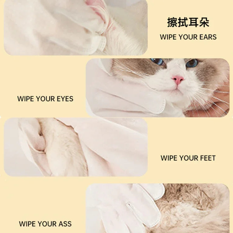 ถุงมือเช็ดทำความสะอาดสัตว์เลี้ยง KIMHOME ไม่ต้องล้าง สุนัขและแมว อาบน้ำ ขจัดกลิ่น ทำความสะอาดแห้ง อุปกรณ์สัตว์เลี้ยง 6 ชิ้น/แพ็ค