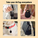 สำหรับ AirTag เคสหนังสำหรับตัวติดตาม พร้อมบัตรเข้าถึงและพวงกุญแจ