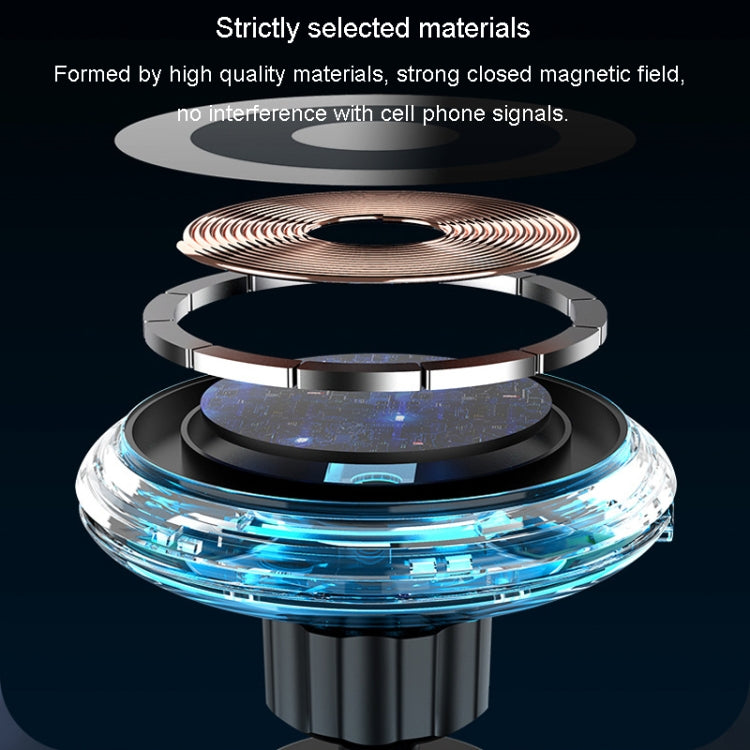 For iPhone Magsafe Magnetic Car Wireless Charger Phone Holder Light Emitting Wireless Charger, Ice Blue Breathe Light, Pickup RGB Light