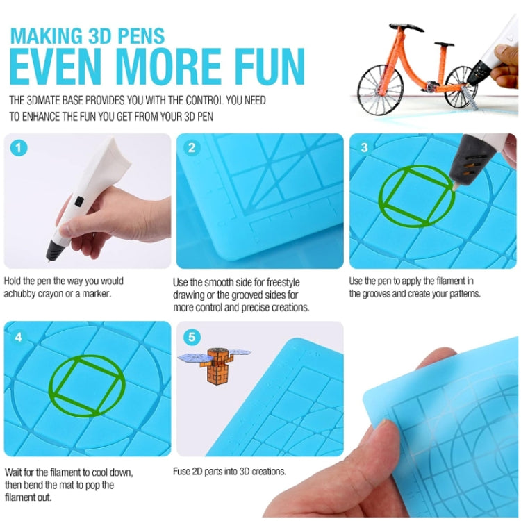 ปากกาเขียน 3D พร้อมแผ่นซิลิโคนสำหรับวาดภาพ DIY, สีน้ำเงิน, สีเขียว, สีใส, สีน้ำเงินขนาดใหญ่, สีเขียวขนาดใหญ่, สีใสขนาดใหญ่