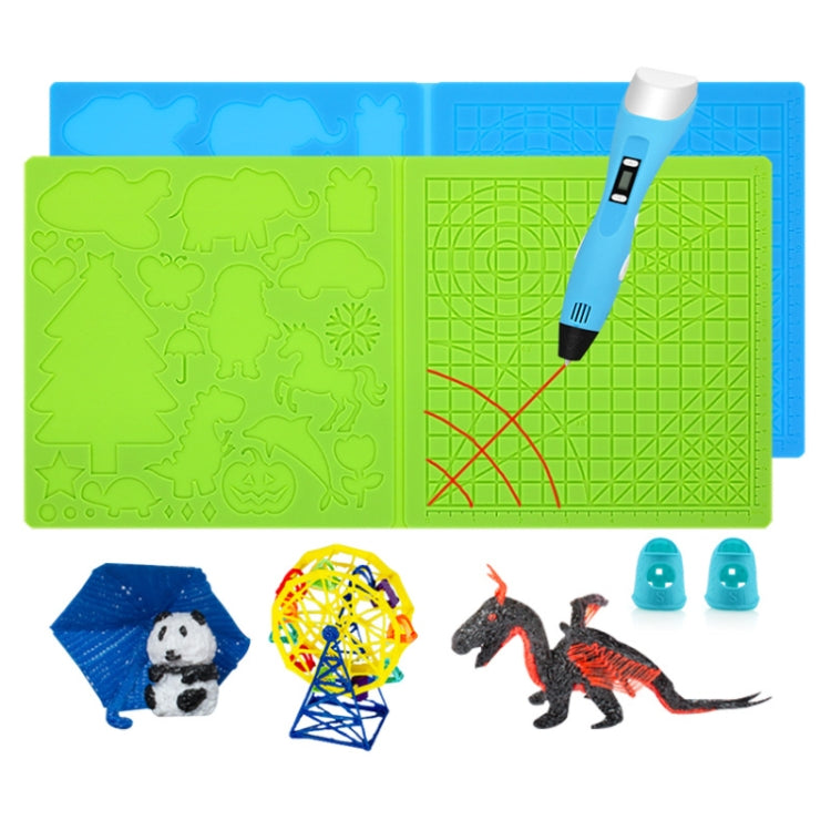 ปากกาเขียน 3D พร้อมแผ่นซิลิโคนสำหรับวาดภาพ DIY, สีน้ำเงิน, สีเขียว, สีใส, สีน้ำเงินขนาดใหญ่, สีเขียวขนาดใหญ่, สีใสขนาดใหญ่