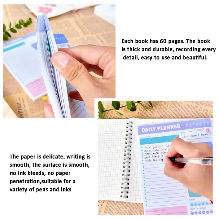 60pages /Book Weekly Planning Note Pad Schedule Time Management Planning Notebook, JH002