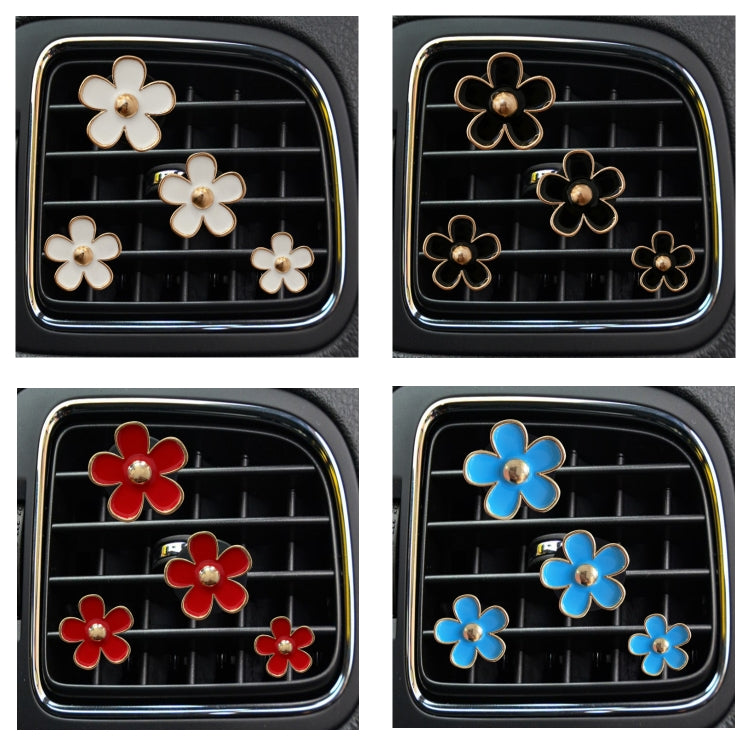4pcs/set Small Chrysanthemum Perfume Alloy Jewelry Car Air Outlet Decoration Clip, White, Black, Red, Blue