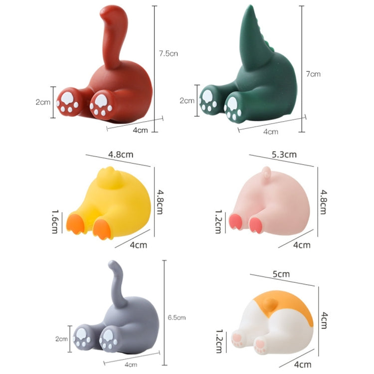 ตะขอแขวนรูปสัตว์การ์ตูนแบบไม่ต้องเจาะผนัง ที่แขวนแปรงสีฟันน่ารักสำหรับห้องน้ำ หางไดโนเสาร์, หางแมว, หางตาราง, หางคอร์กี้, หางเป็ด