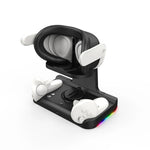 แท่นชาร์จสำหรับหูฟัง Meta Quest 3 พร้อมไฟ RGB และที่จับชาร์จ VR สีขาว ดำ