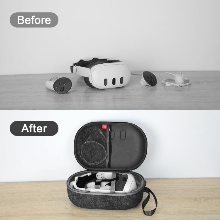 กระเป๋าเก็บแว่น VR Apple Vision Pro / Meta Quest 3 JYS-MQ018 แบบพกพาป้องกันตกและขีดข่วน สีดำ เทา