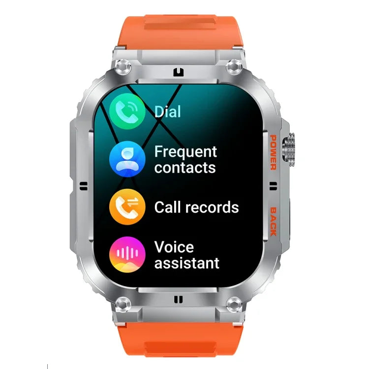 K57 Pro นาฬิกาอัจฉริยะขนาด 1.96 นิ้ว รองรับการโทร Bluetooth, เล่นเพลง, แสดงสภาพอากาศ, กันน้ำ สีดำ, สีส้ม, สายหนังสีดำ, สายหนังสีเงิน, สายเหล็กสีดำ, สายเหล็กสีเงิน, สายสามเม็ดสีดำ, สายสามเม็ดสีเงิน, สายไม้ไผ่สีดำ, สายไม้ไผ่สีเงิน