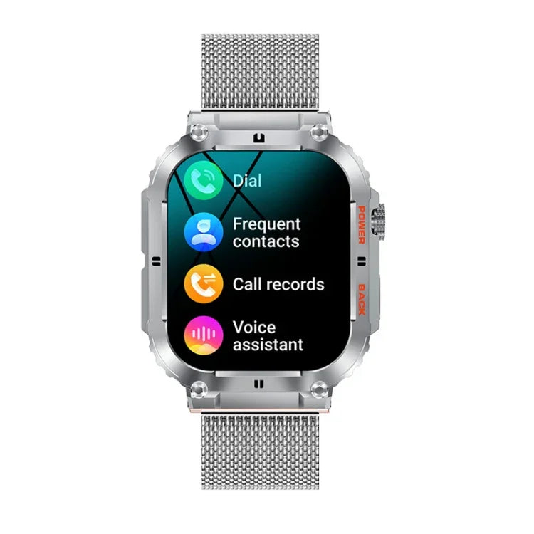 K57 Pro นาฬิกาอัจฉริยะขนาด 1.96 นิ้ว รองรับการโทร Bluetooth, เล่นเพลง, แสดงสภาพอากาศ, กันน้ำ สีดำ, สีส้ม, สายหนังสีดำ, สายหนังสีเงิน, สายเหล็กสีดำ, สายเหล็กสีเงิน, สายสามเม็ดสีดำ, สายสามเม็ดสีเงิน, สายไม้ไผ่สีดำ, สายไม้ไผ่สีเงิน