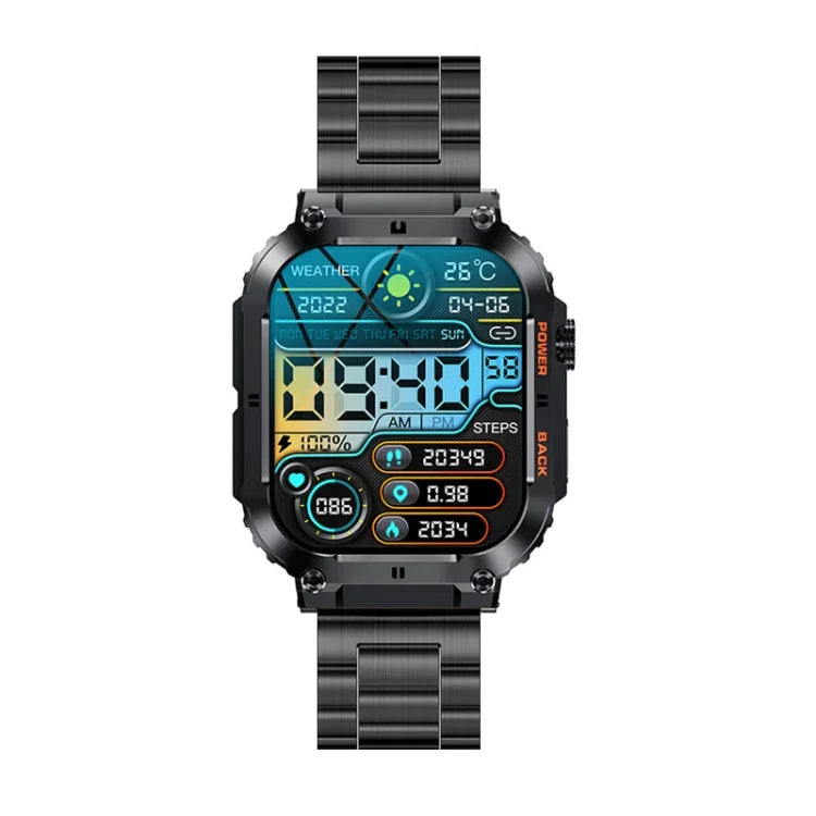 K57 Pro นาฬิกาอัจฉริยะขนาด 1.96 นิ้ว รองรับการโทร Bluetooth, เล่นเพลง, แสดงสภาพอากาศ, กันน้ำ สีดำ, สีส้ม, สายหนังสีดำ, สายหนังสีเงิน, สายเหล็กสีดำ, สายเหล็กสีเงิน, สายสามเม็ดสีดำ, สายสามเม็ดสีเงิน, สายไม้ไผ่สีดำ, สายไม้ไผ่สีเงิน