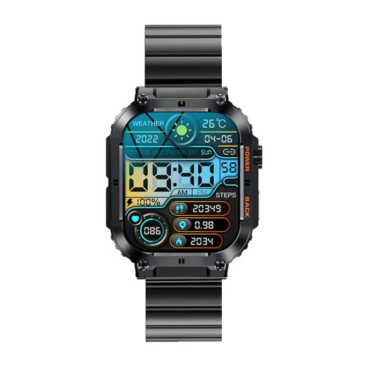 K57 Pro นาฬิกาอัจฉริยะขนาด 1.96 นิ้ว รองรับการโทร Bluetooth, เล่นเพลง, แสดงสภาพอากาศ, กันน้ำ สีดำ, สีส้ม, สายหนังสีดำ, สายหนังสีเงิน, สายเหล็กสีดำ, สายเหล็กสีเงิน, สายสามเม็ดสีดำ, สายสามเม็ดสีเงิน, สายไม้ไผ่สีดำ, สายไม้ไผ่สีเงิน
