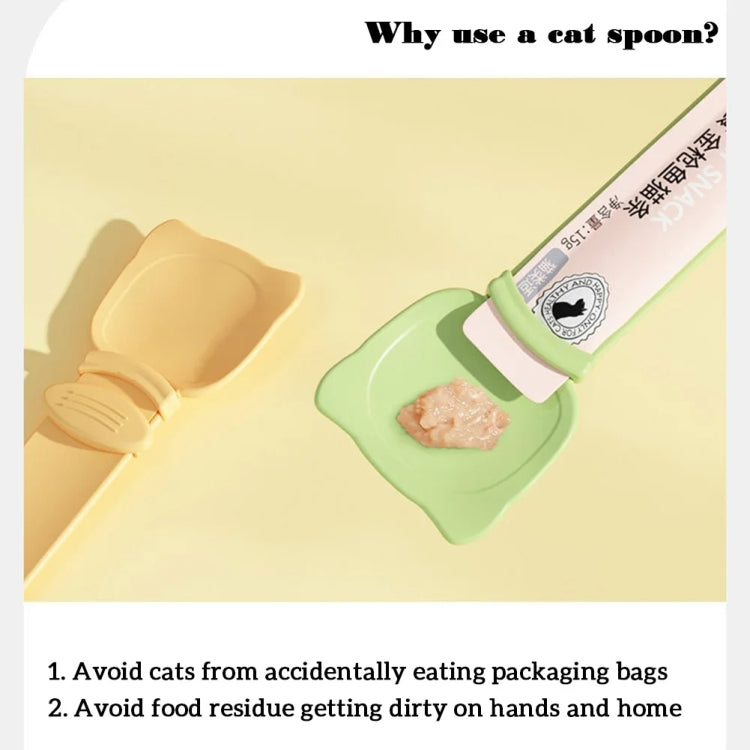 ที่บีบแถบอาหารแมว Cat Feeder ช้อนป้อนอาหารว่างบดสำหรับสัตว์เลี้ยง สีส้ม เขียว เบจ