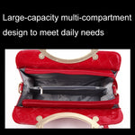 Large capacity PU Leather Diamond Pattern Ladies Handbag with Hanging Ornaments