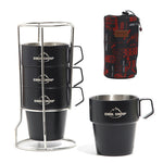 COOL CAMP CF-519 แก้วกาแฟสแตนเลส 304 สำหรับตั้งแคมป์กลางแจ้ง ฉนวนกันความร้อน ป้องกันการลวก แก้วสูญญากาศสองชั้น 4 ชิ้นชุด