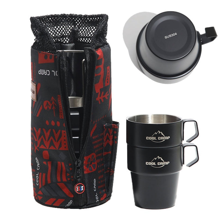 COOL CAMP CF-519 แก้วกาแฟสแตนเลส 304 สำหรับตั้งแคมป์กลางแจ้ง ฉนวนกันความร้อน ป้องกันการลวก แก้วสูญญากาศสองชั้น 4 ชิ้นชุด
