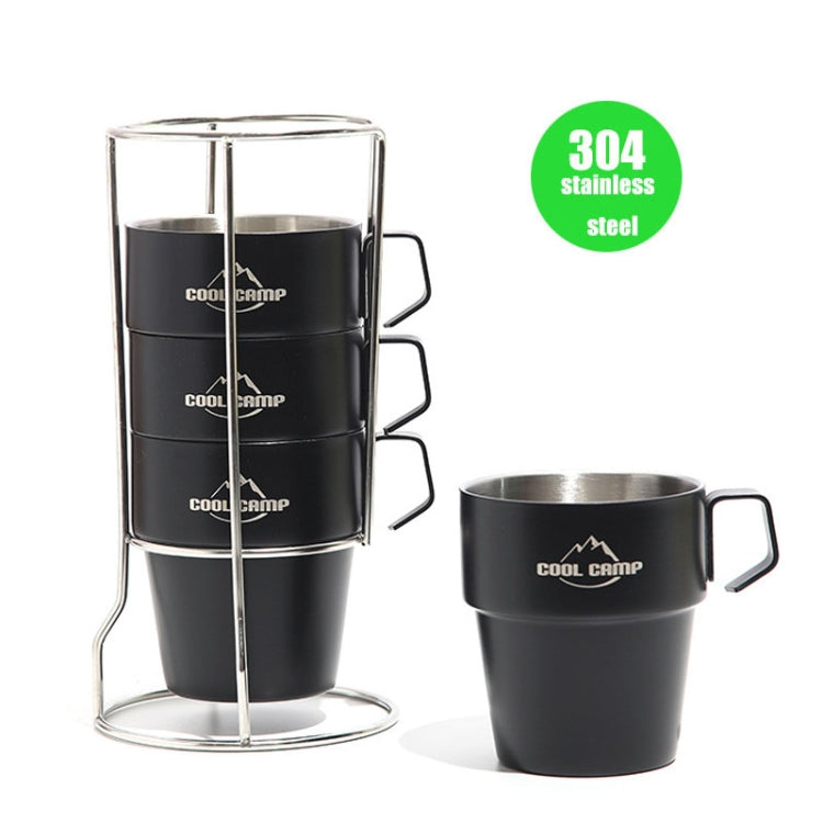COOL CAMP CF-519 แก้วกาแฟสแตนเลส 304 สำหรับตั้งแคมป์กลางแจ้ง ฉนวนกันความร้อน ป้องกันการลวก แก้วสูญญากาศสองชั้น 4 ชิ้นชุด