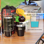 COOL CAMP CF-519 แก้วกาแฟสแตนเลส 304 สำหรับตั้งแคมป์กลางแจ้ง ฉนวนกันความร้อน ป้องกันการลวก แก้วสูญญากาศสองชั้น 4 ชิ้นชุด