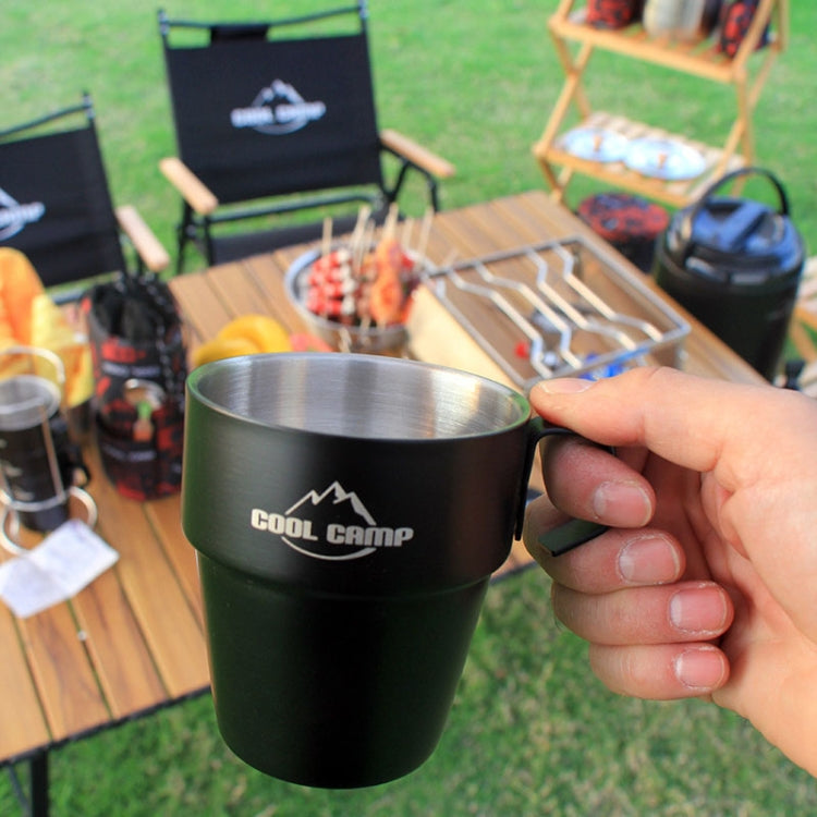 COOL CAMP CF-519 แก้วกาแฟสแตนเลส 304 สำหรับตั้งแคมป์กลางแจ้ง ฉนวนกันความร้อน ป้องกันการลวก แก้วสูญญากาศสองชั้น 4 ชิ้นชุด