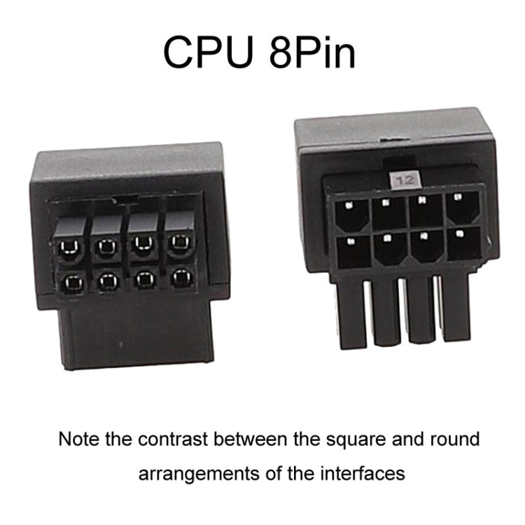ขั้วต่อจ่ายไฟ CPU เมนบอร์ด 8 พิน อินเทอร์เฟซขั้วต่อพวงมาลัย 90 องศา อะแดปเตอร์ โค้งบวกแบบ A, โค้งย้อนกลับแบบ B