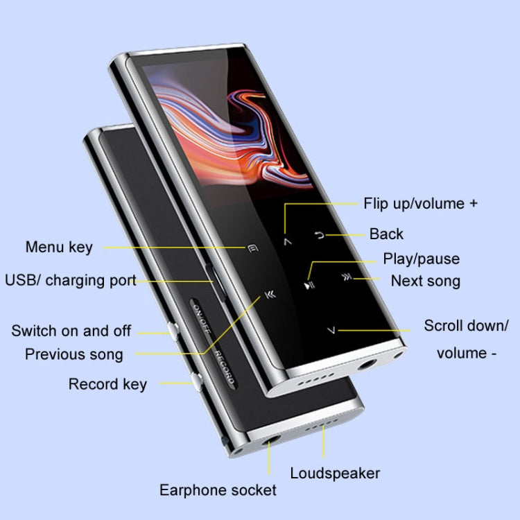เครื่องเล่นเพลง MP3/MP4 บลูทูธ M27 ขนาด 1.8 นิ้ว พร้อมบันทึกเสียงและอ่าน e-book, 4GB, 8GB, 16GB, 32GB