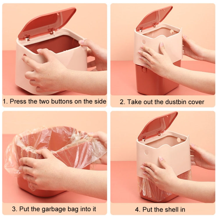 Push Type Desktop Wastebasket Small Odor-Isolating Pet Litter Pan, 17.8 x 13 x 13.5cm