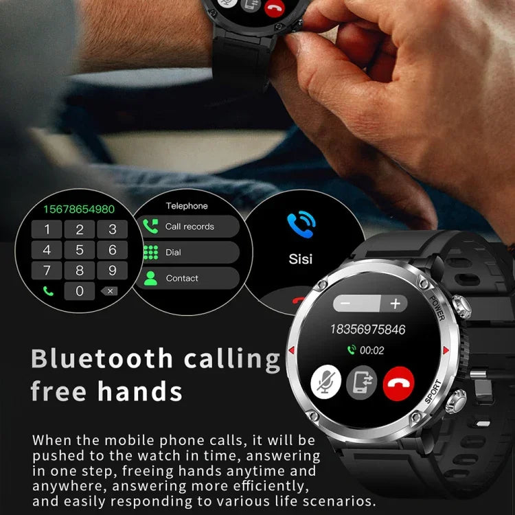 T30 นาฬิกาอัจฉริยะกีฬาและกันน้ำขนาด 1.6 นิ้ว รองรับเพลงและโทร Bluetooth สีดำ, สีเขียวเข้ม, สายเหล็กดำ+ซิลิโคน, สายตาข่ายดำ+ซิลิโคน