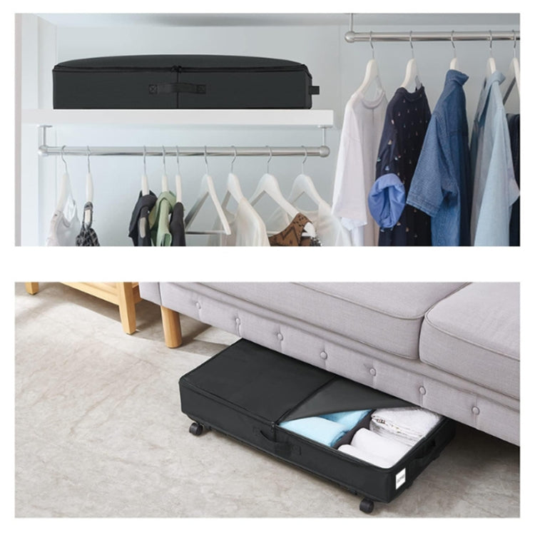 Foldable Under Bed Clothes Shoes Storage Bins with Wheels & Handles, Transparent Cover Gray 78x38x16cm