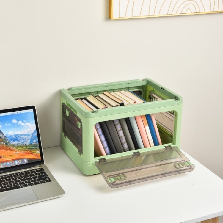 Folding Plastic Storage Box Stackable Storage Organizer with Wheels, White  37 x 26.5 x 22 cm, Yellow  37 x 26.5 x 22 cm, Green  37 x 26.5 x 22 cm, White Wooden Lid  37 x 26.5 x 22 cm, Yellow Wooden Lid  37 x 26.5 x 22 cm