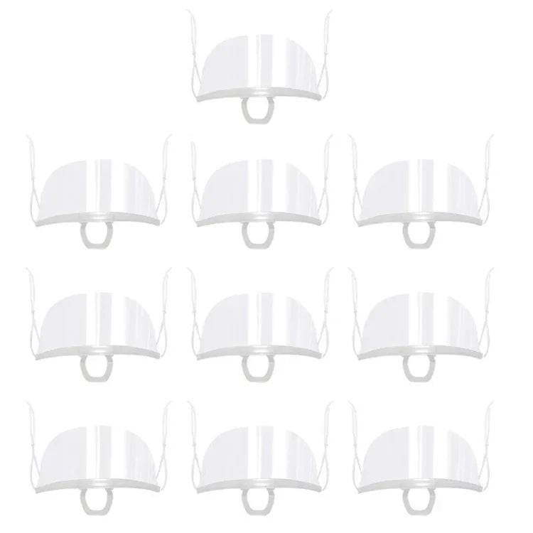 10pcs /Bag Recyclable Transparent Restaurant Mask Chef Anti-fog And Anti-Spittle Plastic Masks