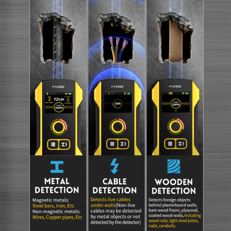 เครื่องตรวจจับสายไฟและเหล็กเส้นแบบมัลติฟังก์ชัน FNIRSI, รุ่น WD-02