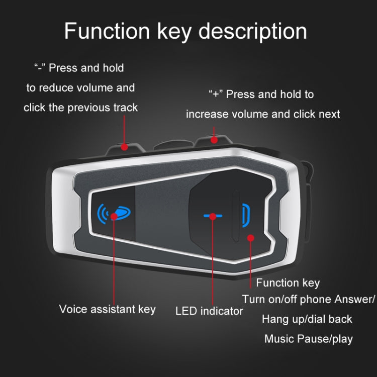 หูฟังบลูทูธสำหรับหมวกกันน็อคมอเตอร์ไซค์ รุ่น V10, ระบบเสียงสเตอริโอ Bluetooth 5.0 สำหรับขี่จักรยาน