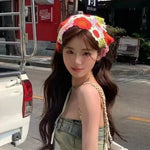 ที่คาดผ้าถักโครเชต์รูปสามเหลี่ยมทำมือ หญิงสาววินเทจอเนกประสงค์ ที่คาดผมสไตล์ชนบท ไซส์เดียว