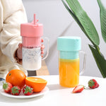 เครื่องคั้นน้ำผลไม้แบบมีหลอด 420 มล. ใบมีด 6 แฉก ชาร์จ USB เครื่องปั่นสมูทตี้แบบพกพา