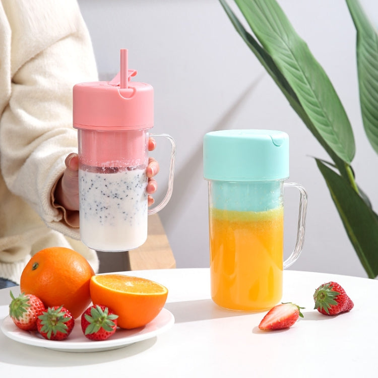 เครื่องคั้นน้ำผลไม้แบบมีหลอด 420 มล. ใบมีด 6 แฉก ชาร์จ USB เครื่องปั่นสมูทตี้แบบพกพา