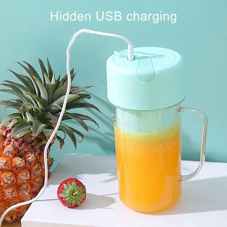 เครื่องคั้นน้ำผลไม้แบบมีหลอด 420 มล. ใบมีด 6 แฉก ชาร์จ USB เครื่องปั่นสมูทตี้แบบพกพา