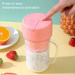 เครื่องคั้นน้ำผลไม้แบบมีหลอด 420 มล. ใบมีด 6 แฉก ชาร์จ USB เครื่องปั่นสมูทตี้แบบพกพา