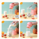 เครื่องคั้นน้ำผลไม้แบบมีหลอด 420 มล. ใบมีด 6 แฉก ชาร์จ USB เครื่องปั่นสมูทตี้แบบพกพา