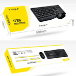 T-WOLF TF-100 2.4G Bluetooth Laptop Office Wireless Keyboard and Mouse Set, TF-100(Black)