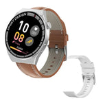 GT3Pro สมาร์ทวอทช์หน้าจอ 1.28 นิ้ว พร้อมบลูทูธและ NFC สีดำซิลิโคน, สีเงินซิลิโคน, หนังดำ, หนังน้ำตาล, เหล็กดำ, เหล็กเงิน, เหล็กสามเม็ดสีดำ, เหล็กสามเม็ดสีเงิน