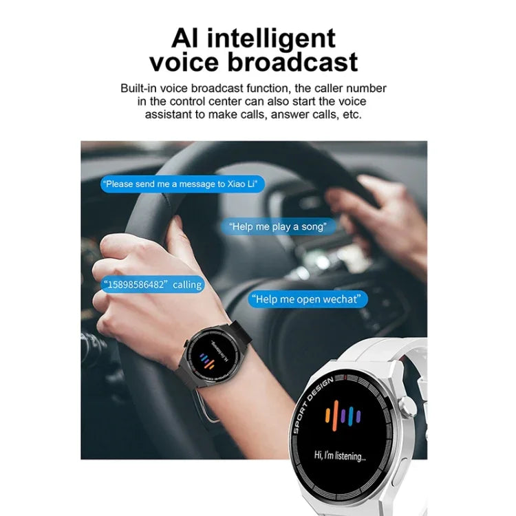 GT3Pro สมาร์ทวอทช์หน้าจอ 1.28 นิ้ว พร้อมบลูทูธและ NFC สีดำซิลิโคน, สีเงินซิลิโคน, หนังดำ, หนังน้ำตาล, เหล็กดำ, เหล็กเงิน, เหล็กสามเม็ดสีดำ, เหล็กสามเม็ดสีเงิน