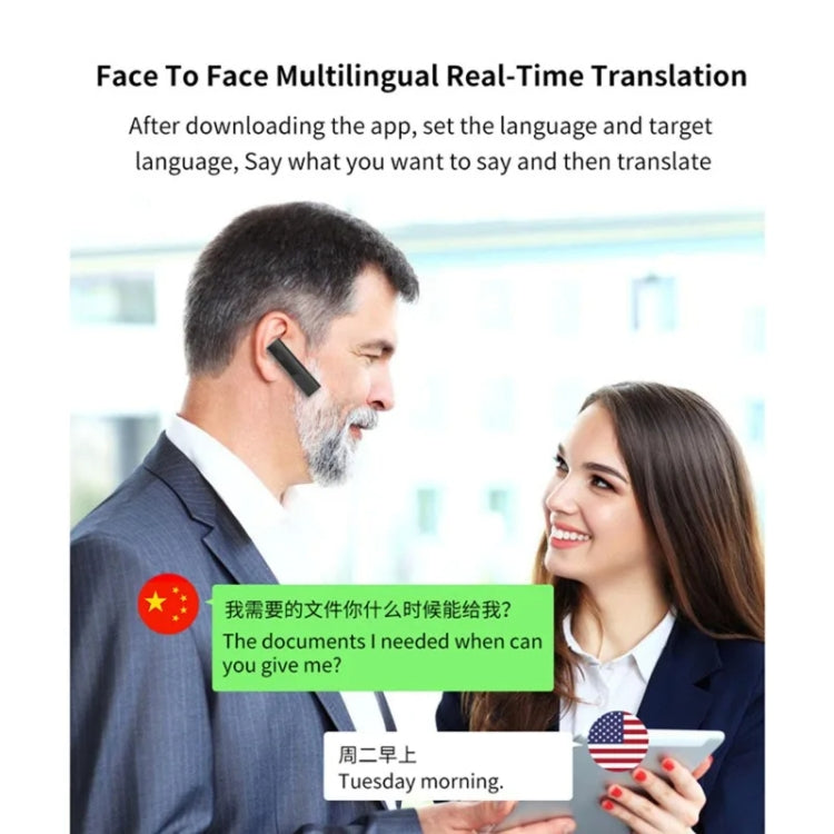 หูฟังแปลภาษาอัจฉริยะไร้สาย BT5.0 แปลภาษาแบบเรียลไทม์ รองรับ 40 ภาษา (สีขาว), รองรับ 40 ภาษา (สีดำ)