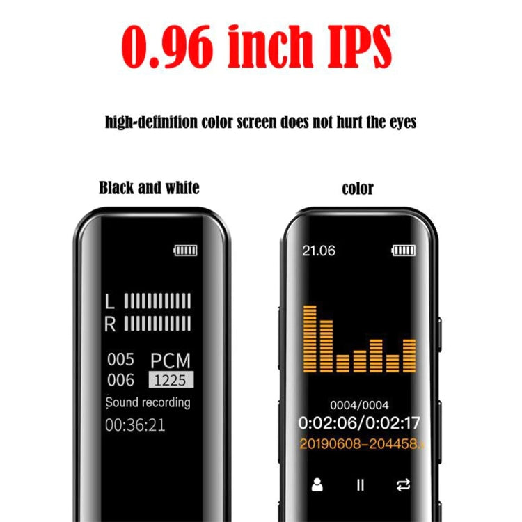 G1 จอสี IPS ขนาด 0.96 นิ้ว HD สมาร์ทมินิ เครื่องบันทึกเสียงลดเสียงรบกวน, 8GB, 16GB, 32GB